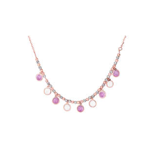 Purple and White Enamel Charms Chain