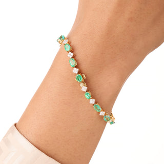 Emerald and Diamond Tennis Bracelet