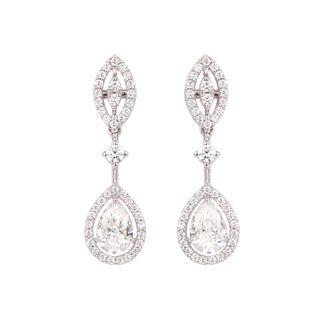 Dangling Pear Diamond Earrings