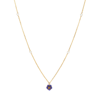 Blue Lapis Flower Pendant Chain